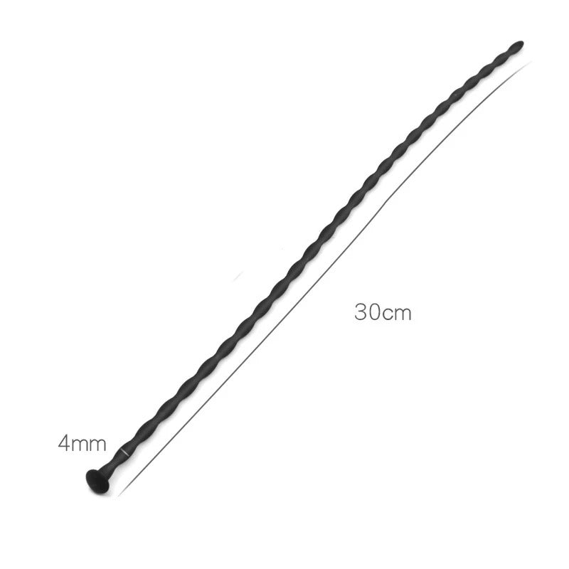 Slender 4mm silicone wave horse eye rod featuring a total insertion length of 30cm