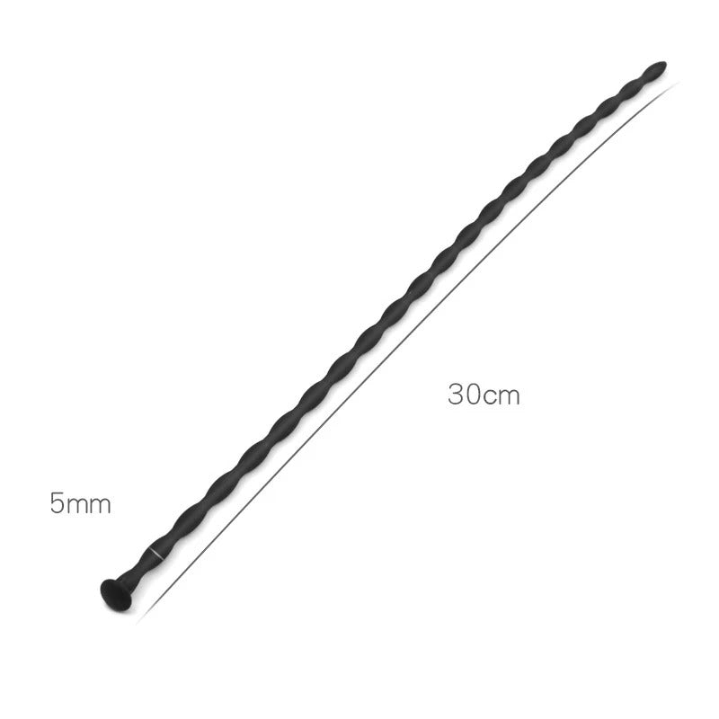 Flexible penile insert with 5mm diameter and 30cm total wave length for intermediate urethral sounding