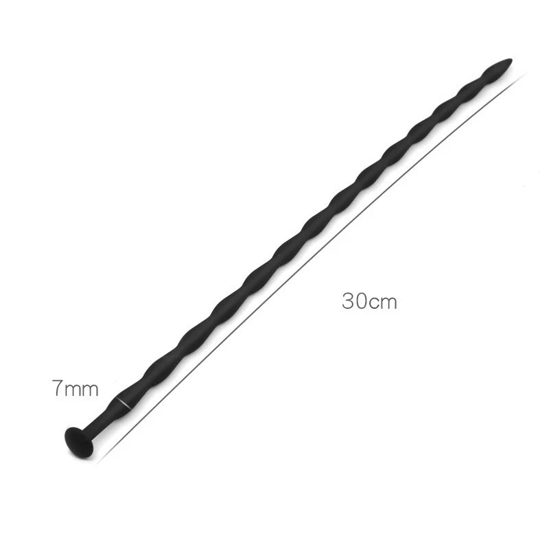 Erotic medical grade silicone probe featuring 7mm width and 30cm length parameters
