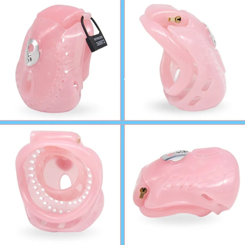 Plastic male chastity device with secure built in lock system