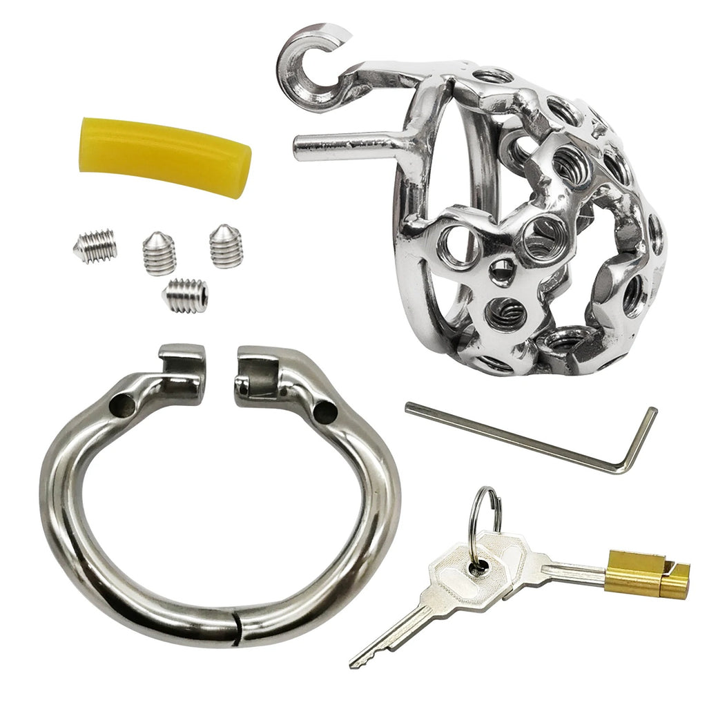 Secure fit stainless steel chastity cage for long term wear