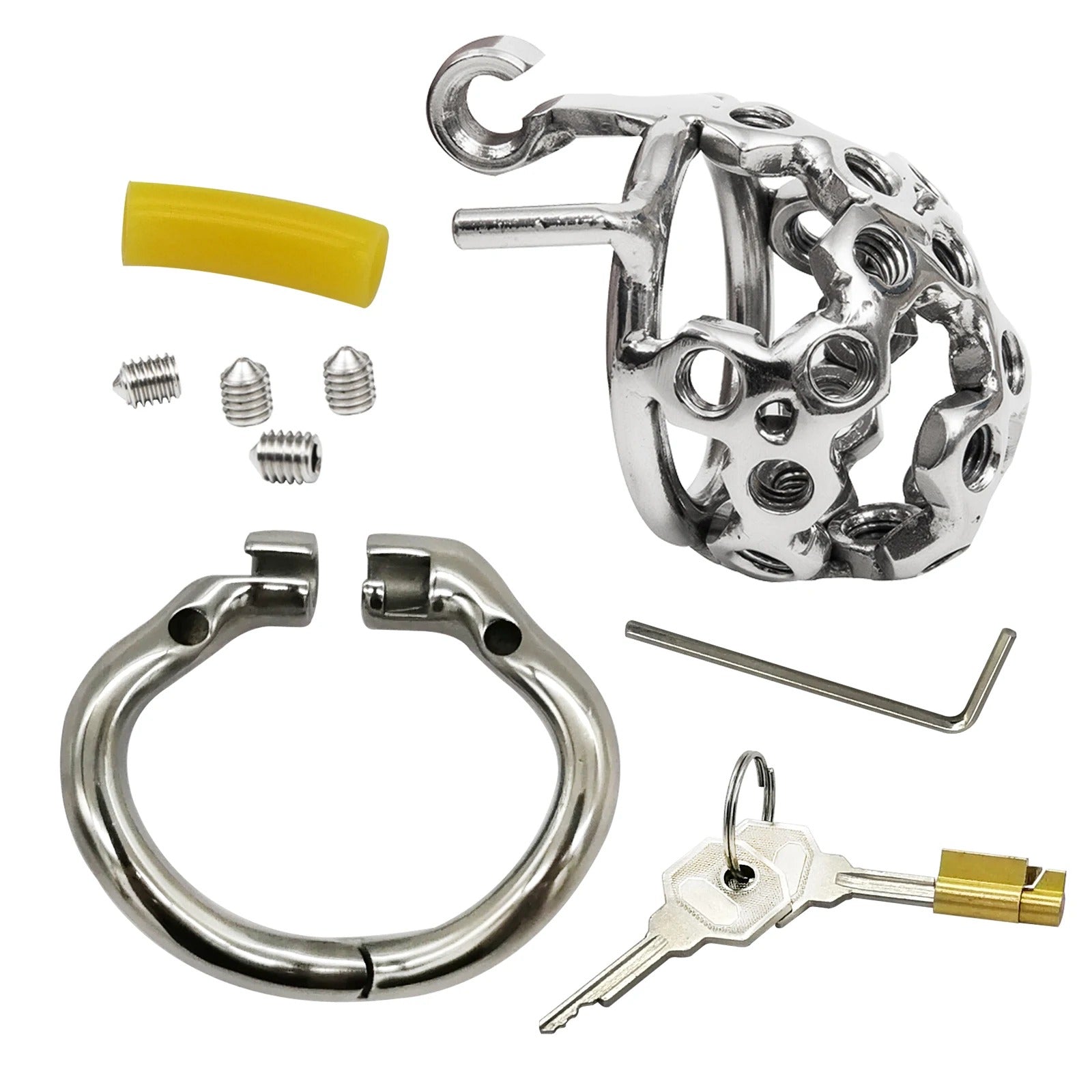 Secure fit stainless steel chastity cage for long term wear
