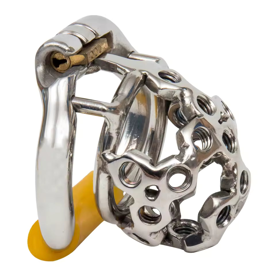 Heavy duty stainless steel male chastity device with lock