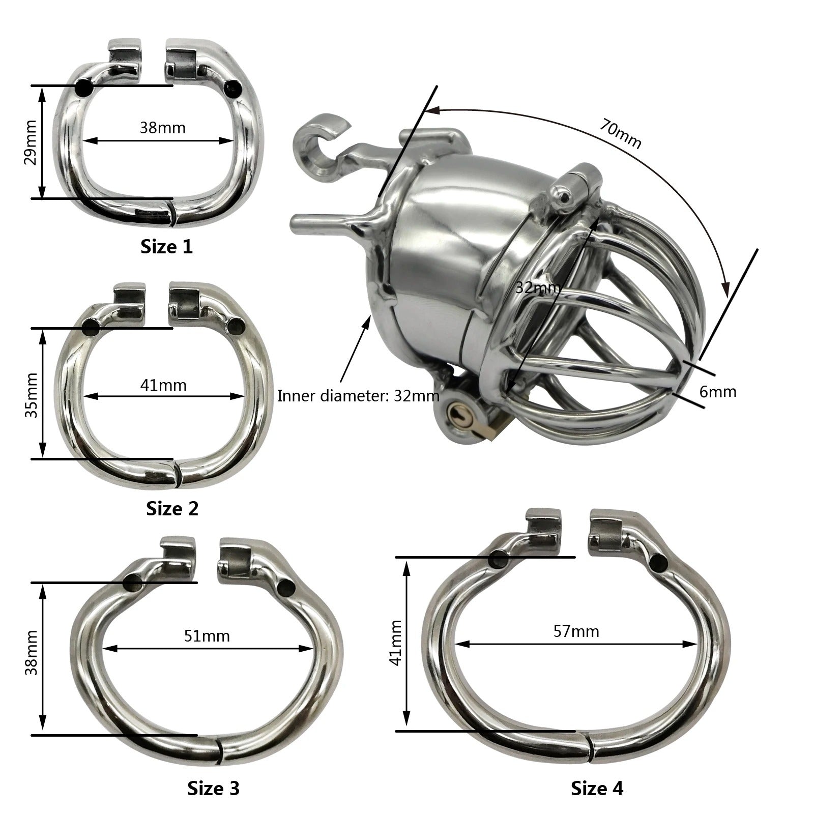 Adjustable stainless steel device with secure ring