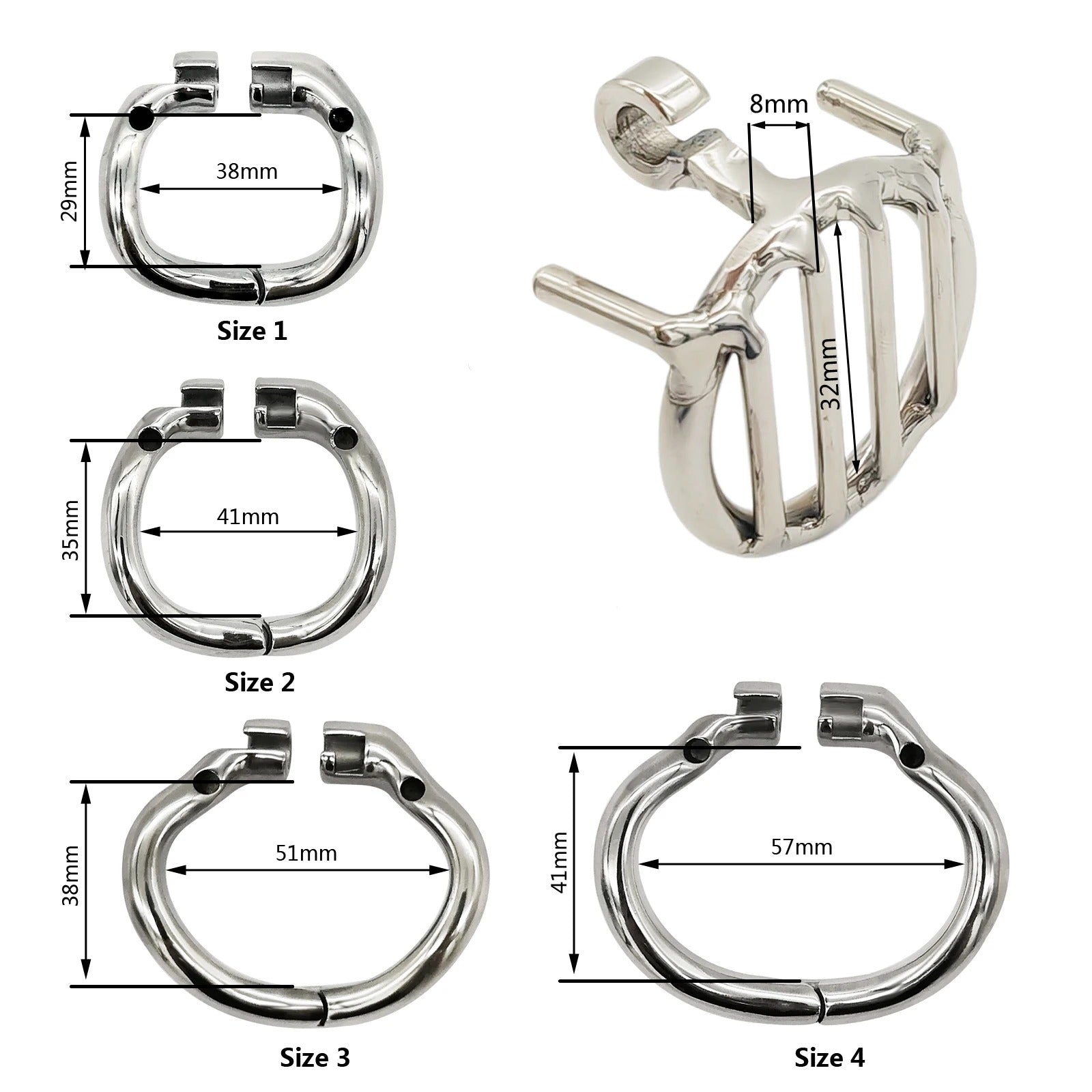 Discreet stainless steel chastity device with smooth edges