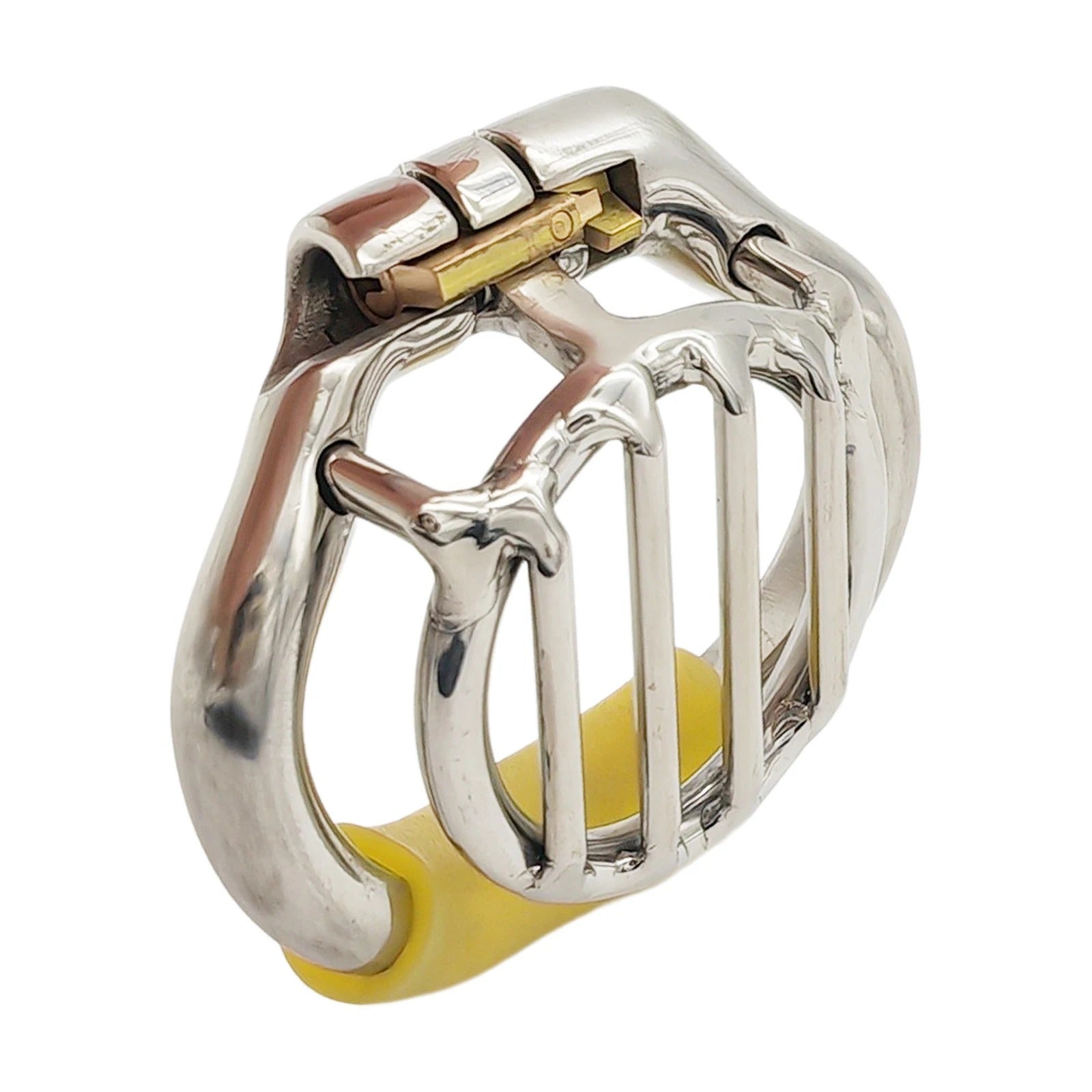 Connection of base ring with stainless steel chastity device