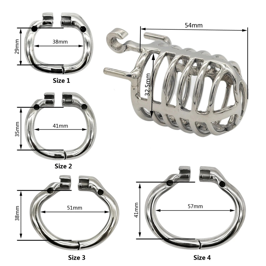 Ring size variations for stainless steel chastity device