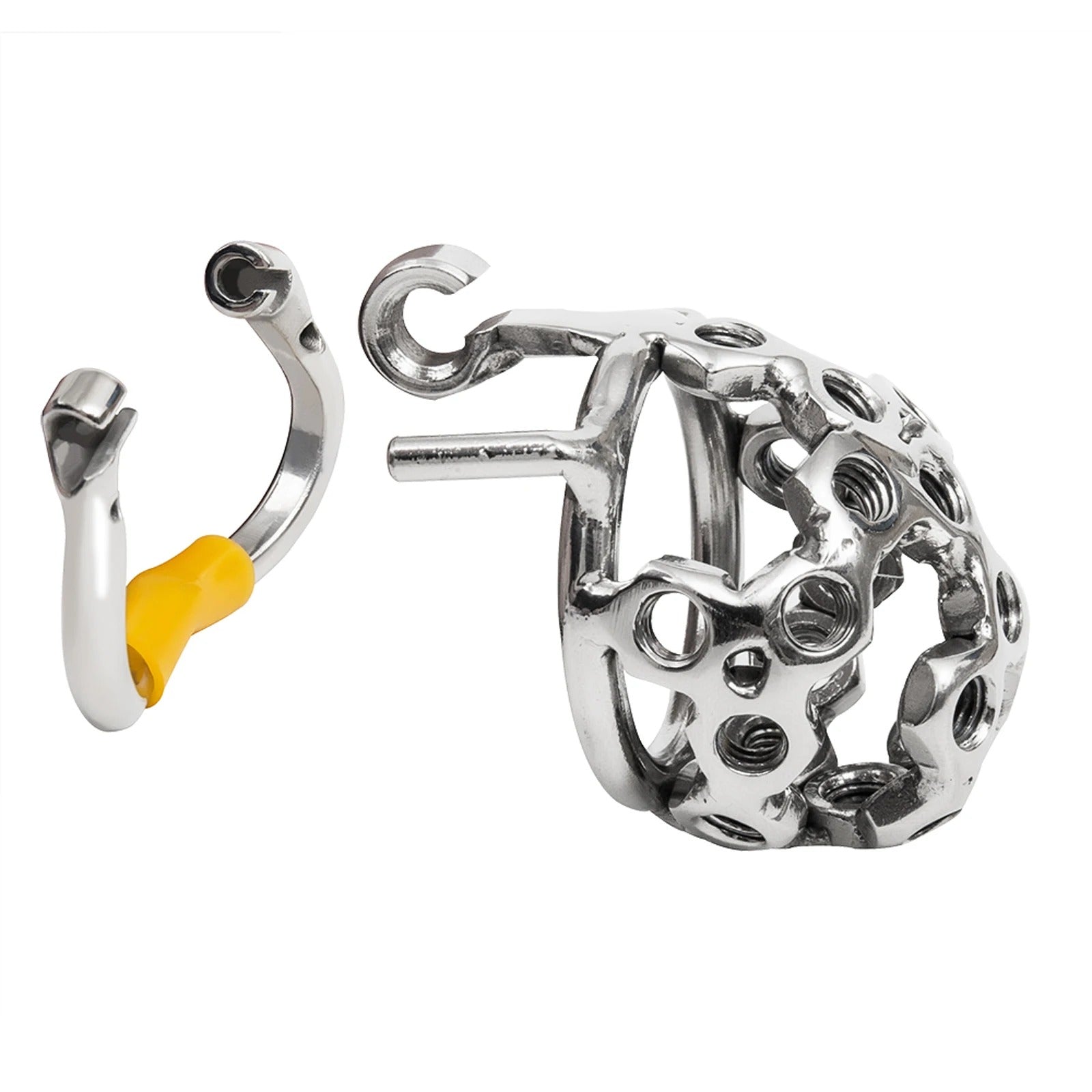 Stainless steel chastity device with extra screws for added security for men