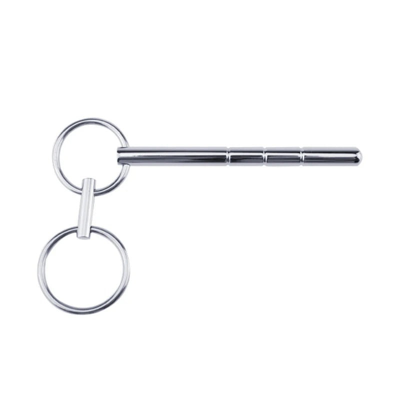 Stainless steel urethral sound for men with horse-eye plug design, polished penis plug, full product view
