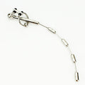 Stainless steel urethral sound for men, 230mm length, polished chastity accessory on white background