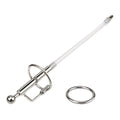Stainless steel penis urethral catheter sound for men with flexible tube and ring set, complete kit shown on clean background