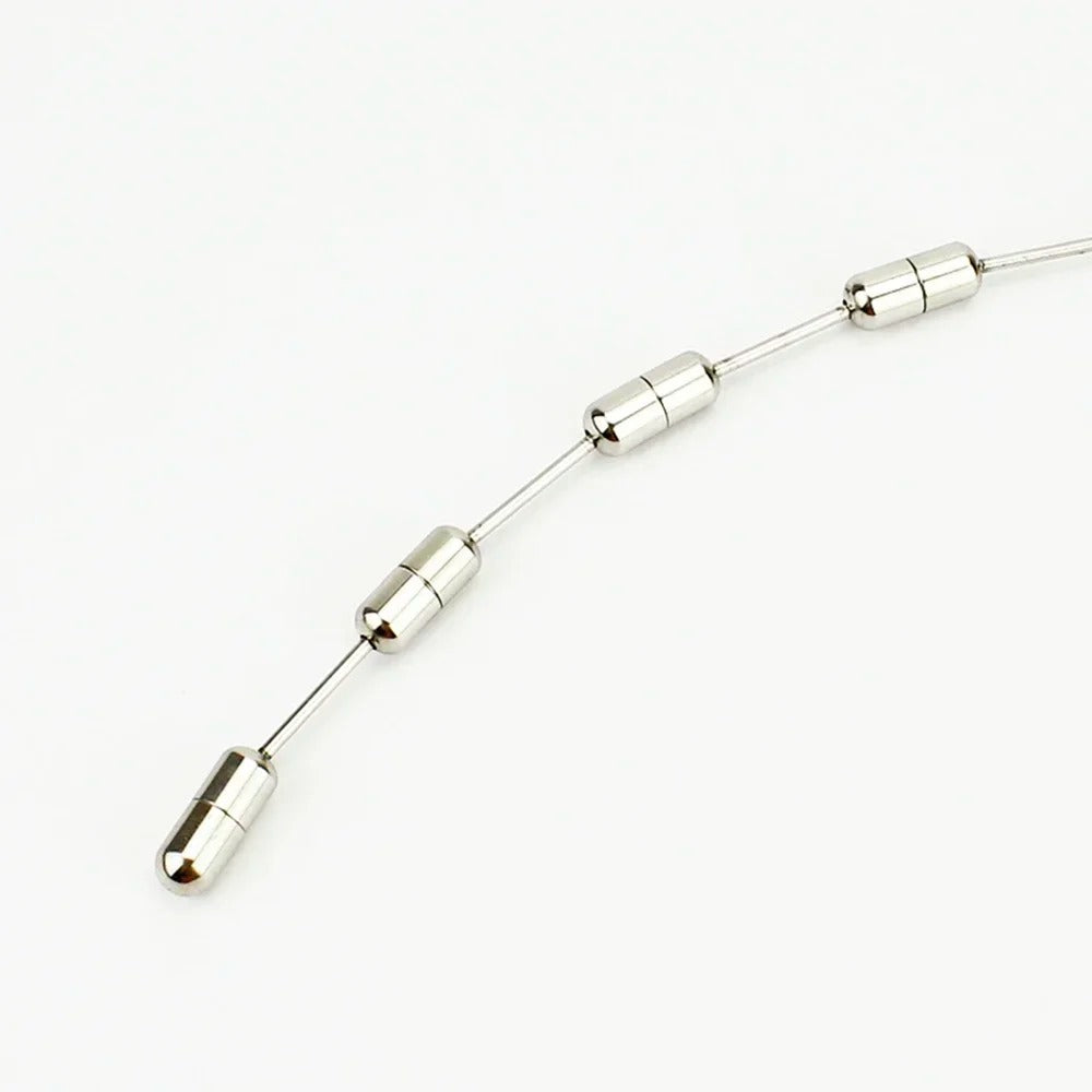 Premium-feel stainless steel urethral sound for men, 76g weight, long-format chastity accessory