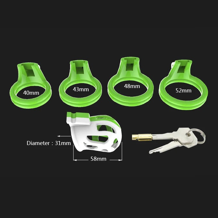Stylish male chastity device with breathable vent holes and lock