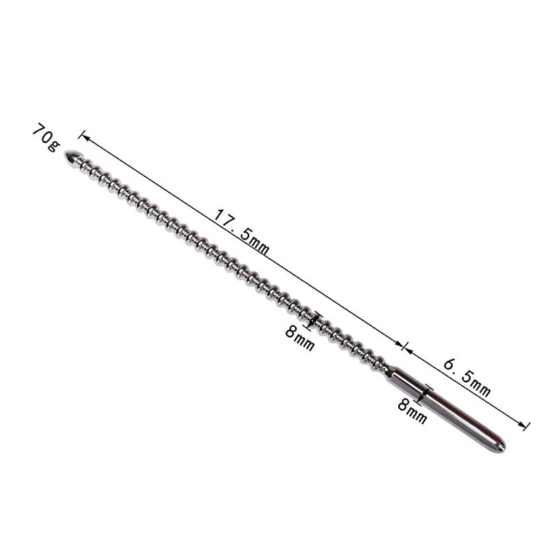  End/handle section detail of stainless steel beaded urethral dilator for easier grip and safer handling