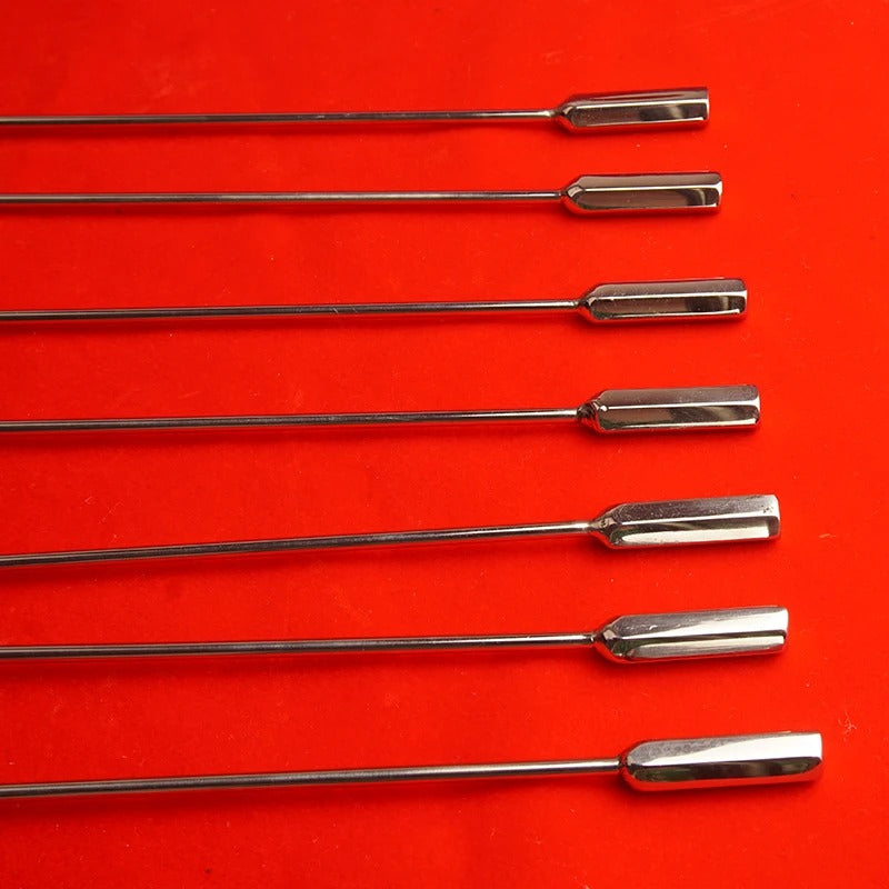 Handle/end detail of stainless steel urethral sound dilator for better grip and controlled positioning