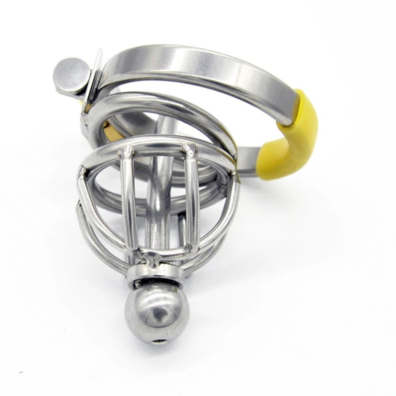 Metal Stainless Steel Male Chastity Cage with Catheter Plug