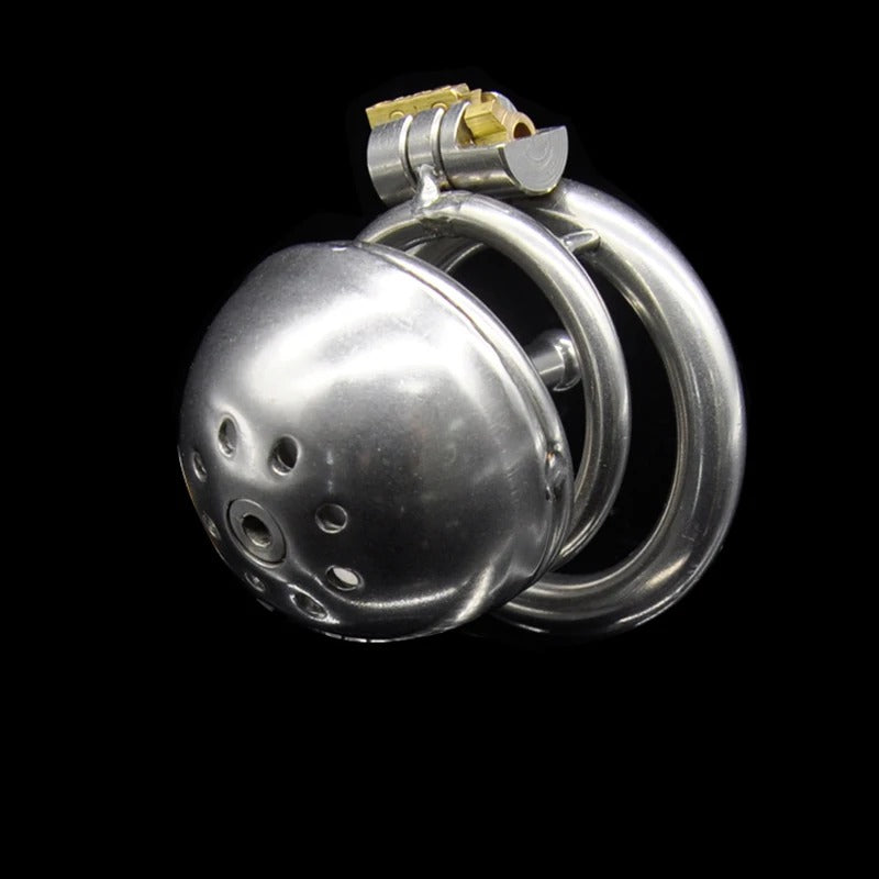 Stainless Steel Male Chastity Device with Catheter and Magic Lock Ring