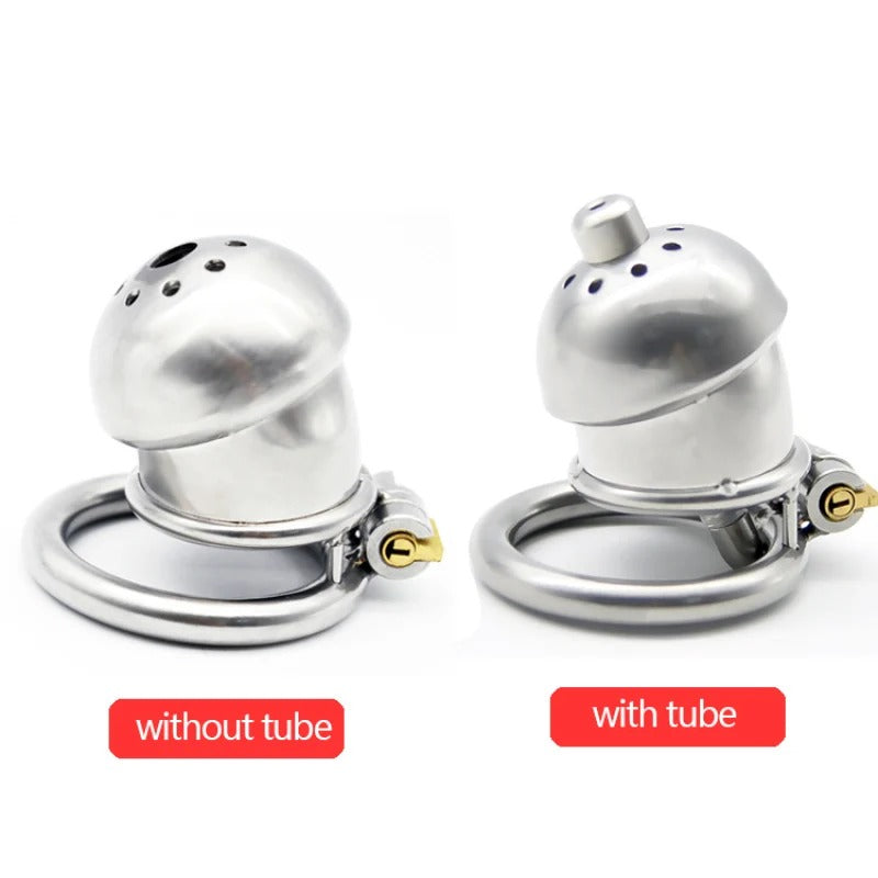 Small Stainless Steel Male Chastity Cage with Secure Base Ring High-Quality Metal