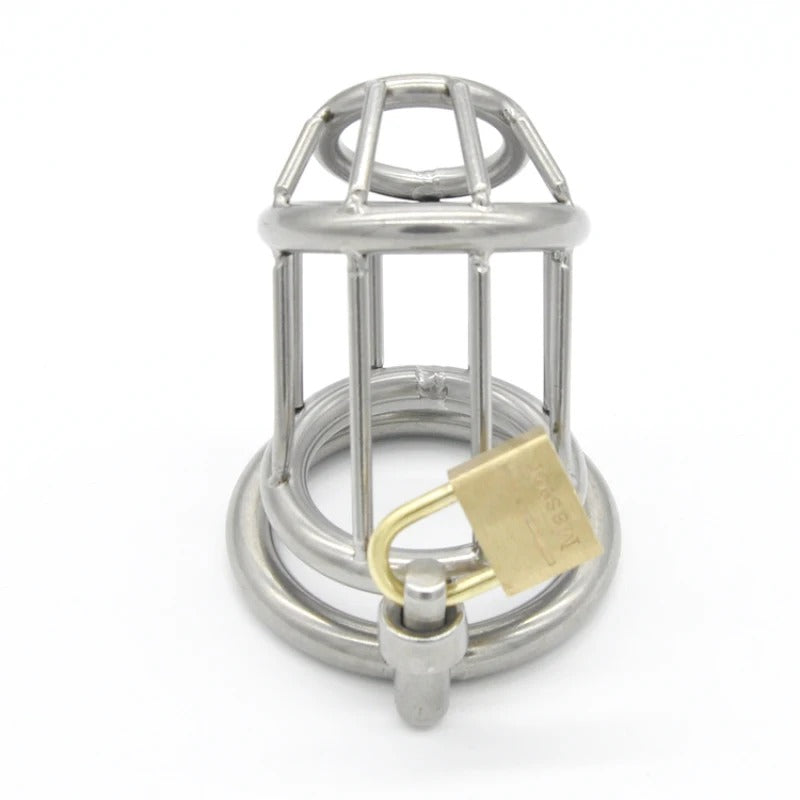 Stainless Steel Male Chastity Device with Cage, Ring and Padlock Ergonomic Chastity Belt for Men